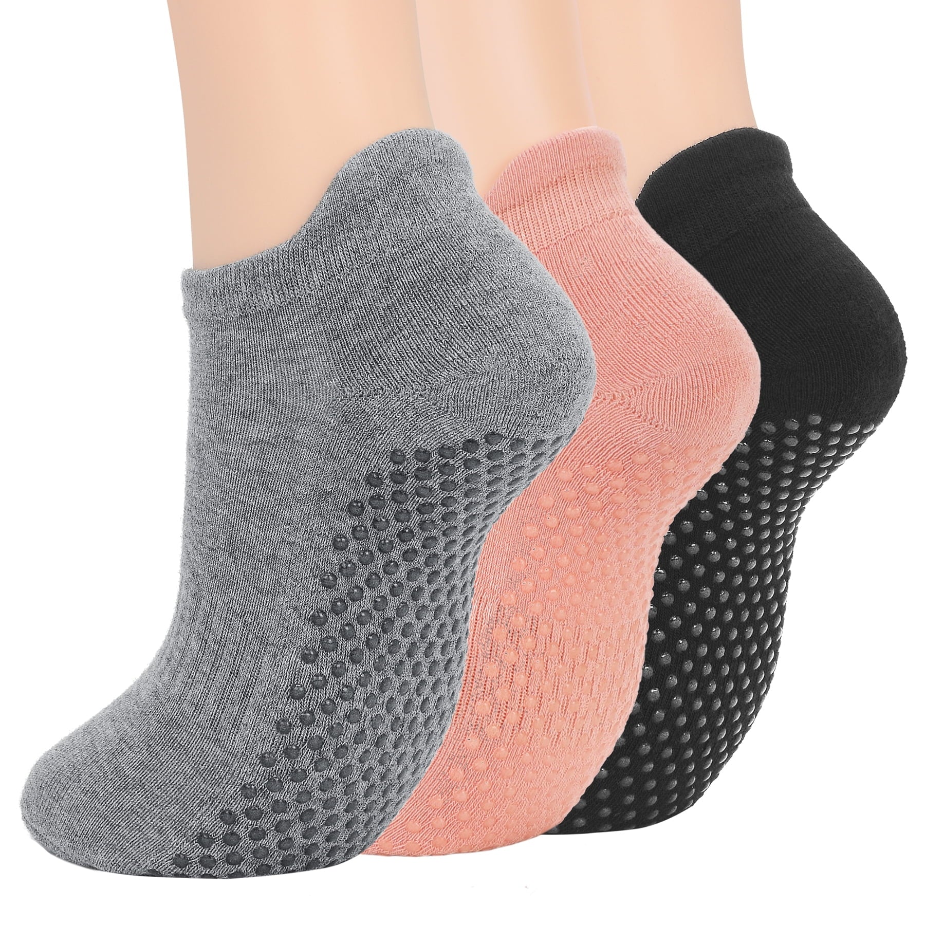 Women'S Non Slip Socks Grip Socks for Women Pilates Towless Grippy Cotton Yoga Socks 3 Pairs