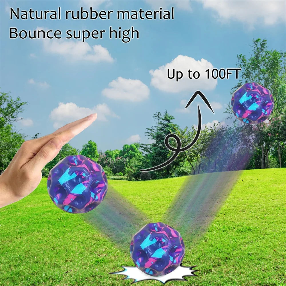 Space Moon Bouncy Balls for Kids Multicolor Spaceballs Super High Bouncing Easy to Grip and Catch Jumping Toy for Stress Relief