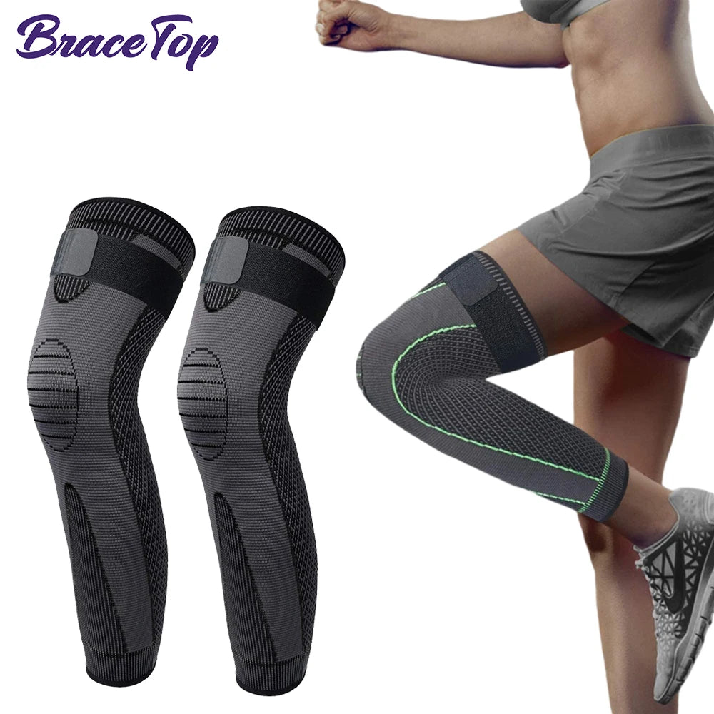 Anti-Slip Lengthen Knee Pad Long Leg Sleeve Bandage Compression Knee Brace Running Sports Warmth Elastic Knee Protector